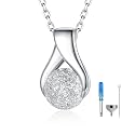925 Sterling Silver Urn Cremation Ashes Memorial Keepsake Teardrop Eternity Memorial Pendant Mom Dad Jewelry for Women