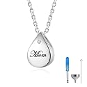 925 Sterling Silver Urn Cremation Ashes Memorial Keepsake Teardrop Eternity Memorial Pendant Mom Dad Jewelry for Women