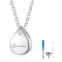 925 Sterling Silver Urn Cremation Ashes Memorial Keepsake Teardrop Eternity Memorial Pendant Mom Dad Jewelry for Women