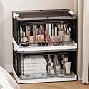 92QT Clear Stackable Storage Bins with Lids, Collapsible Organizers, 2 Pack