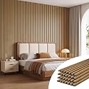 93.2" x 12" Wood Slat Wall Panels for Interior Wall Decor, 4-Pack, Teak