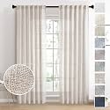 94 Inches Long Linen Sheer Curtains for Living Room 2 Panels Set, Rod Pocket Linen Textured Drapes Modern Airy Privacy Window Curtains for Bedroom Cottage Farmhouse Decor 50x94 Length