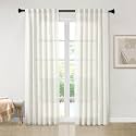 94 Inches Long Semi Sheer Linen Curtains for Living Room 2 Panels, Back Tab Rod Pocket Linen Blend Drapes Modern Airy Privacy Cream Curtains for Bedroom Cottage Farmhouse Decor 50x94 Length