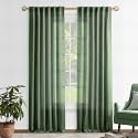 Olive Green 108 Inch Drapes 2 Panels for Living Room Semi Sheer Light Reducing Airy Flowy Modern Elegant Extra Long Linen Curtains for Bedroom Dining Office Large Window, Cortinas Para Sala 9 FT