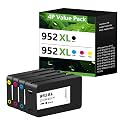 952XL Ink Cartridges Replacement for HP 952XL Ink Cartridges Combo Pack 952 XL for Officejet Pro 8720 8710 8715 8740 8730 8210 8725 8702 7720 8216 8700 8200 8716 (BK C M Y)