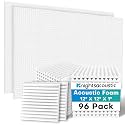 96 Pack Sound Proof Foam Panels for Walls, 1 X 12 X 12 Inches Acoustic Foam Panels, High Density Acoustic Panels Sound Absorbing, Noise Cancelling Studio Wedges, White (NOT INCLUDE ADHESIVE)