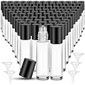 96 Pcs 10ml Perfume Oil Roller Bottles, Essential, Clear, Black Lid