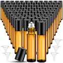 96 Pcs 10ml Perfume Oil Roller Bottles, Essential, Amber