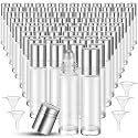 96 Pcs 10ml Perfume Oil Roller Bottles, Essential, Clear, White Lid