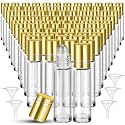 96 Pcs 10ml Perfume Oil Roller Bottles, Essential, Clear, Gold Lid
