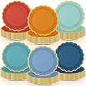 96 Pcs Blue and Orange Paper Plates 9 Inch Gradient Scalloped Paper Plates Disposable Dinner Dessert for Birthday Wedding Bridal Party Supplies, 6 Colors