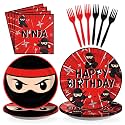96 Pcs Ninja Birthday Party Decorations for Karate Party , Serve 24