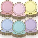 96 Pcs Pastel Paper Plates 9 Inch Scalloped