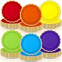 96 Pcs Rainbow Paper Plates 9 Inch Scalloped