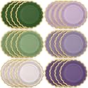 96 Pcs Sage Green Purple Paper Plates 9 Inch Scalloped