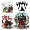 96 Pcs Train Birthday Party Decorations for Boys, Serves 24