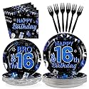 96Pcs 16th Birthday Party Decorations for Boys, Serves 24