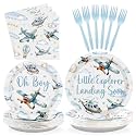 96Pcs Airplane Boy Baby Shower Decorations, Serves 24