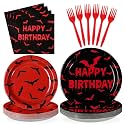 96Pcs Bats Birthday Bloody Bat Vampire Halloween Party Supplies Serves 24