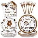 96Pcs Coffee Baby Shower Gender Reveal Decorations, Serve 24