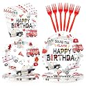96pcs Emergency Vehicle Birthday Party Decorations, Serves 24