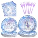 96Pcs Frozen Party Supplies Plates Winter Onderland 4th Birthday Plates