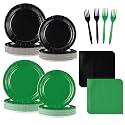 96Pcs Green and Black Birthday Decorations, Serves 24