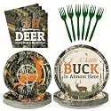 96Pcs Hunting Deer Camo Baby Shower Decorations Serves 24