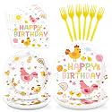 96Pcs Little Chick Chicken Birthday Party Decorations, Serves 24