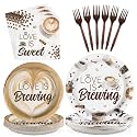 96pcs Love is Brewing Bridal Shower Party Decorations, Serve 24
