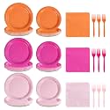 96Pcs Pink and Orange Party Decorations, Serve 24