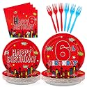96Pcs Red 6th Birthday Party Decorations for Halloween, Serve 24