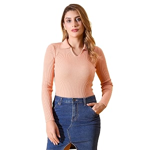 98 Degree North Women Ribbed Collar Neck