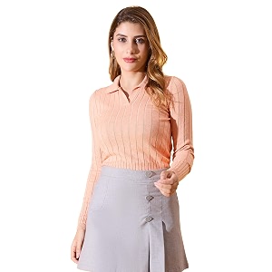98 Degree North Women Ribbed Collar Neck