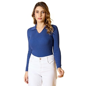 98 Degree North Women Ribbed Collar Neck