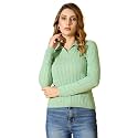 98 Degree North Women Ribbed Collar Neck