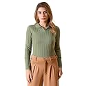 98 Degree North Women Ribbed Collar Neck