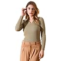 98 Degree North Women Ribbed Collar Neck