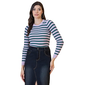 98 Degree North Women Round Neck Sweater-G1579-L.Camel