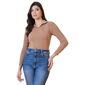 98 Degree North Women Spread Collar Sweater-G1577-BLACK