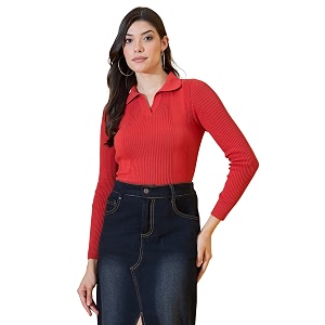 98 Degree North Women Spread Collar Sweater-G1577-BLACK