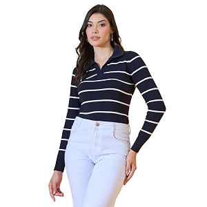 98 Degree North Women Spread Collar Sweater-G1577-BLACK