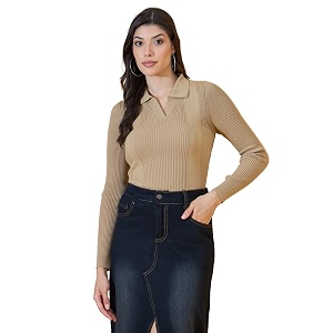 98 Degree North Women Spread Collar Sweater-G1577-BLACK