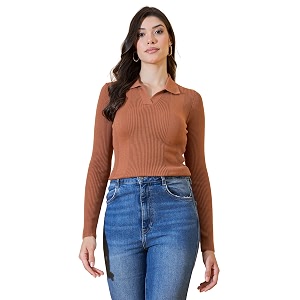 98 Degree North Women Spread Collar Sweater-G1577-BLACK