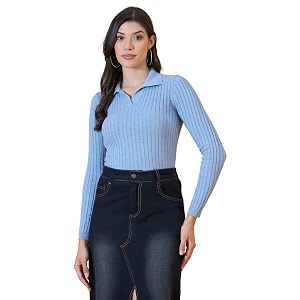 98 Degree North Women Spread Collar Sweater-G1165-BROWN