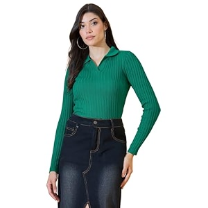 98 Degree North Women Spread Collar Sweater-G1165-BROWN