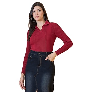 98 Degree North Women Spread Collar Sweater-G1577-BLACK