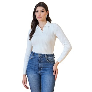 98 Degree North Women Spread Collar Sweater-G1577-BLACK