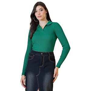 98 Degree North Women Spread Collar Sweater-G1165-BROWN