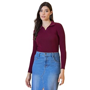 98 Degree North Women Spread Collar Sweater-G1577-BLACK